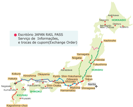 Mapa do Escritorio de Japan Rail Pass